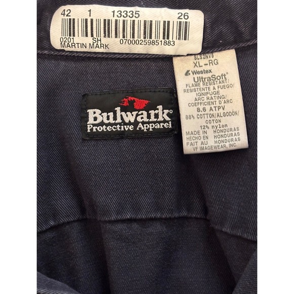 Bulwark UltraSoft Flame Resistant FR Work Shirt XL RG Long Sleeve Navy-see note! - Picture 1 of 16